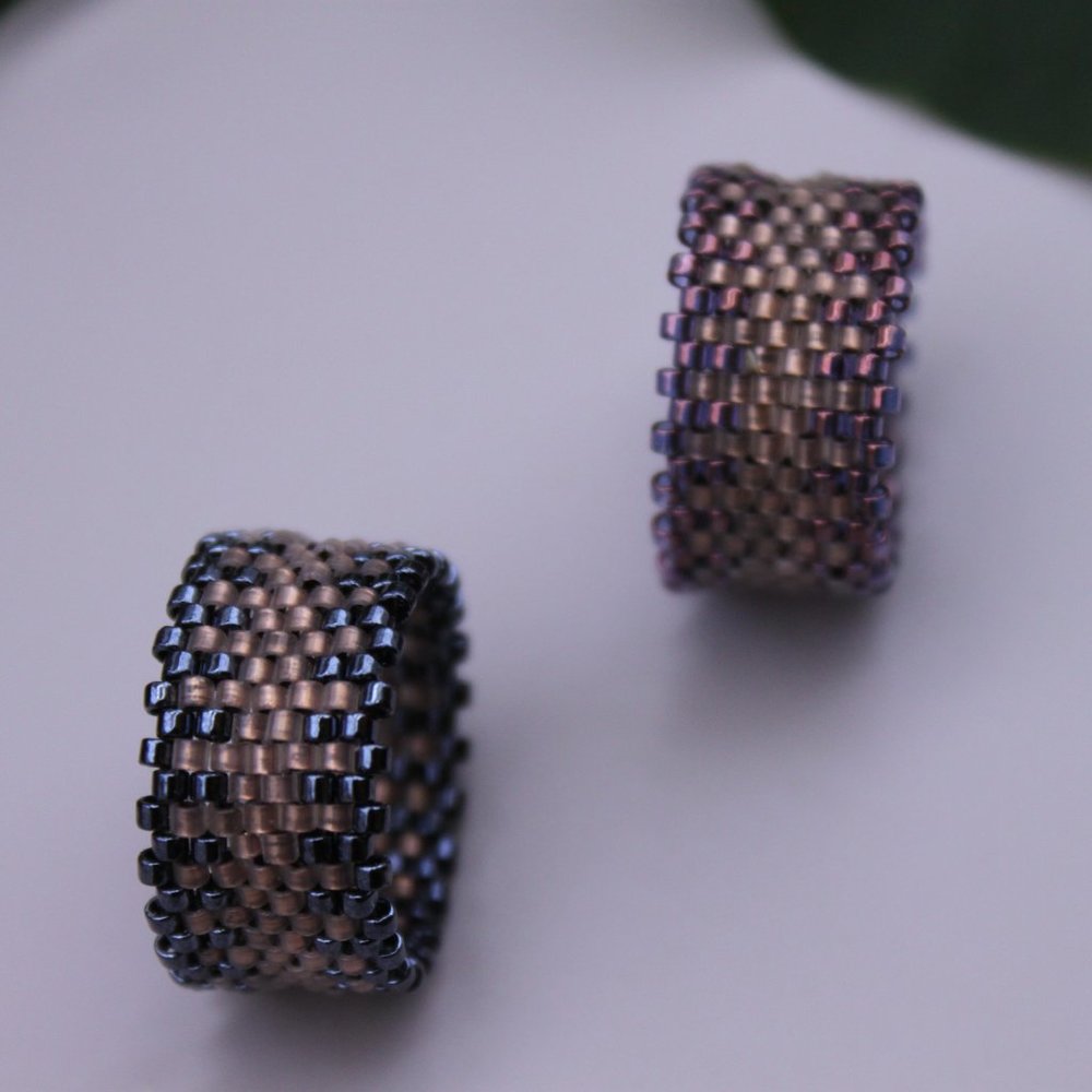 Handwoven Artisan Beaded Rings -  Wide Band Beaded Ring - New - Picture 14 of 14